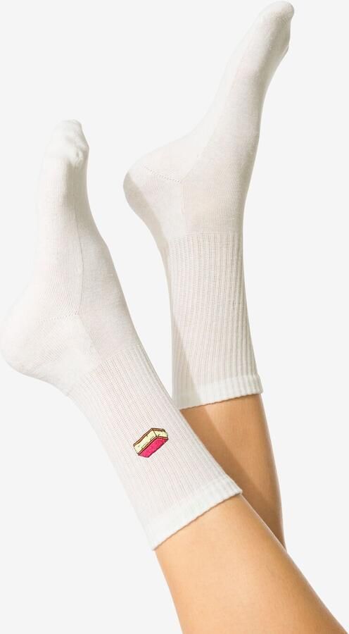 HEMA Damessokken Driekwart Terry Tompouce Wit (wit)