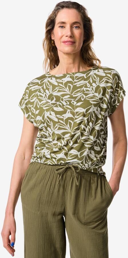 HEMA Dames T-shirt Amelie Jersey Bladeren Groen (groen) - Foto 2