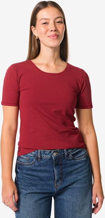 HEMA Dames T-shirt Basic O-hals Rood (rood) - Foto 2