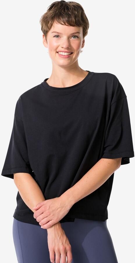 HEMA Dames T-shirt Boxy Fit Zwart (zwart)