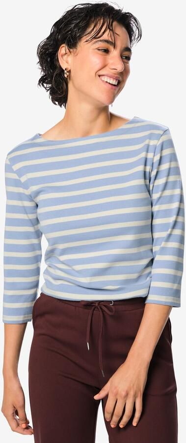 HEMA Dames T-shirt Cara Jersey Strepen Blauw (blauw)