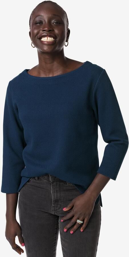 HEMA Dames T-shirt Cara Jersey Strepen Donkerblauw (donkerblauw) - Foto 2