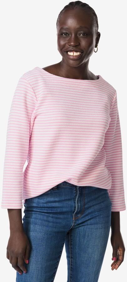 HEMA Dames T-shirt Cara Jersey Strepen Roze (roze) - Foto 2