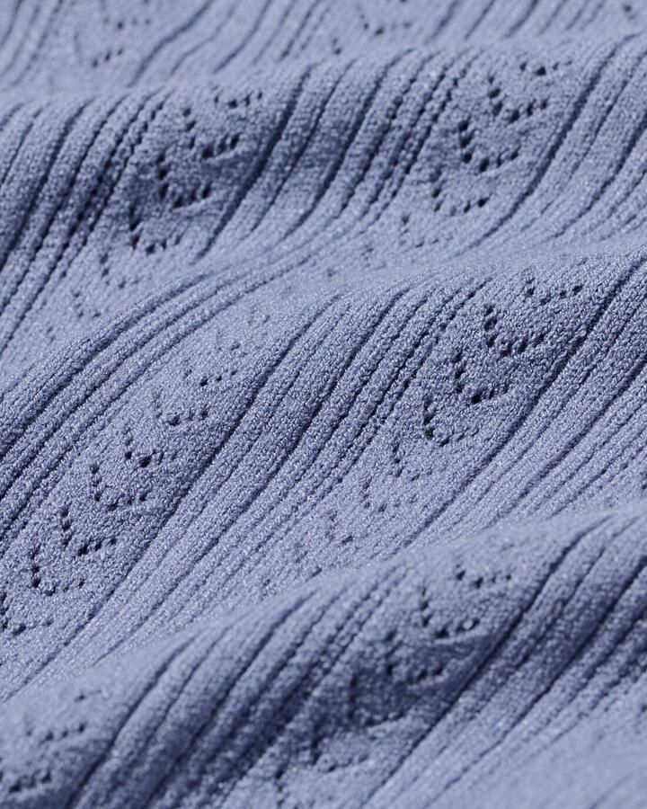 HEMA Dames T-shirt Charlie Pointelle Blauw (blauw)