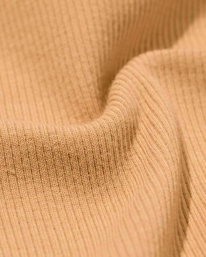 HEMA Dames T-shirt Clara Regular Fit Rib Beige - Foto 2