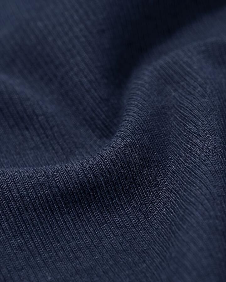 HEMA Dames T-shirt Clara Regular Fit Rib Donkerblauw - Foto 2