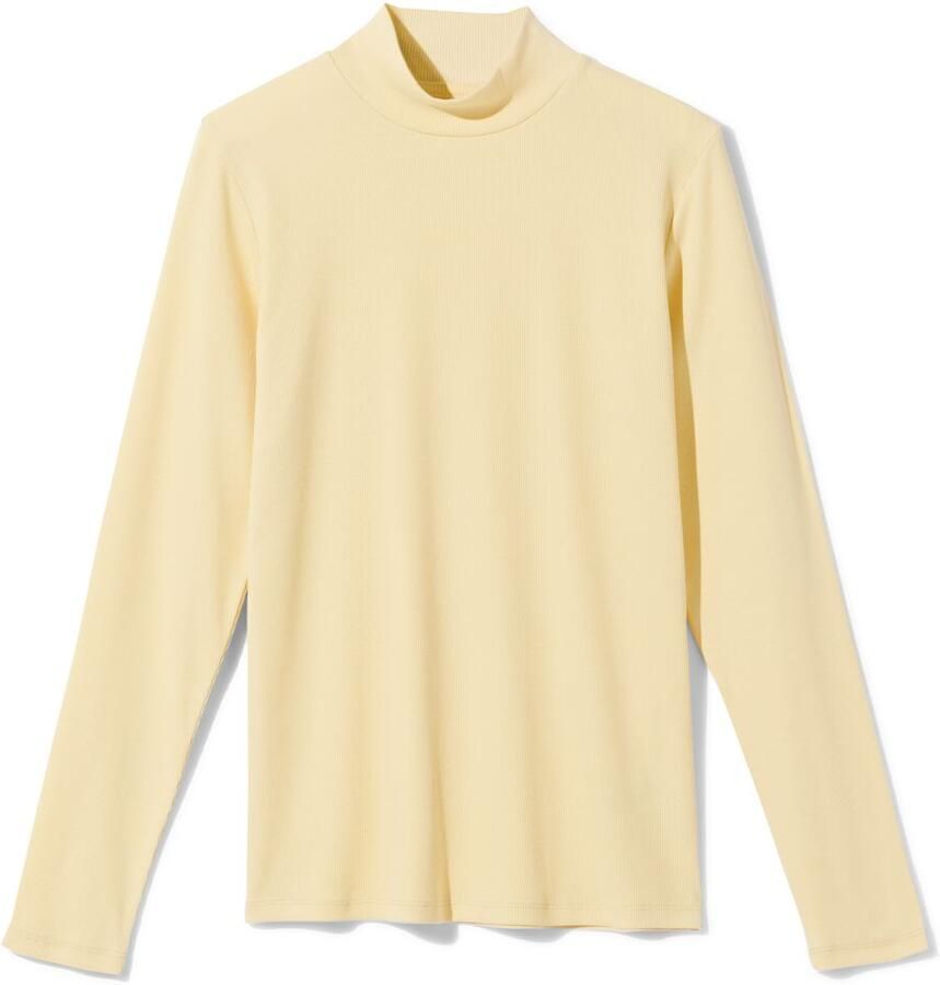 HEMA Dames T-shirt Clara Regular Fit Rib Geel