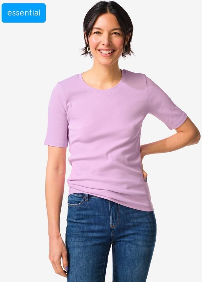 HEMA Dames T-shirt Clara Regular Fit Rib Lila (lila) - Foto 2