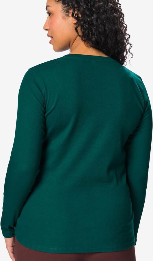 HEMA Dames T-shirt Clara Rib Katoen Zeegroen - Foto 2