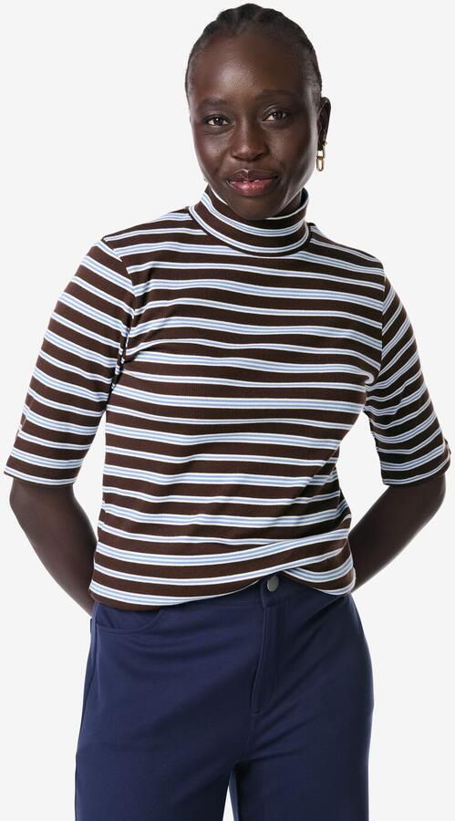 HEMA Dames T-shirt Clara Rib Strepen Zwart (zwart) - Foto 2