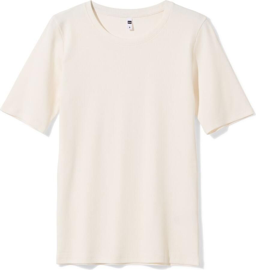 HEMA Dames T-shirt Clara Rib Wit (wit) - Foto 2