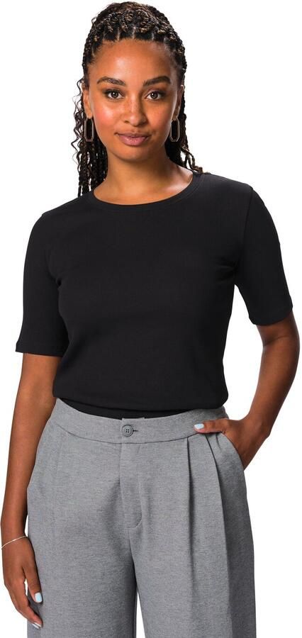 HEMA Dames T-shirt Clara Rib Zwart (zwart) - Foto 4