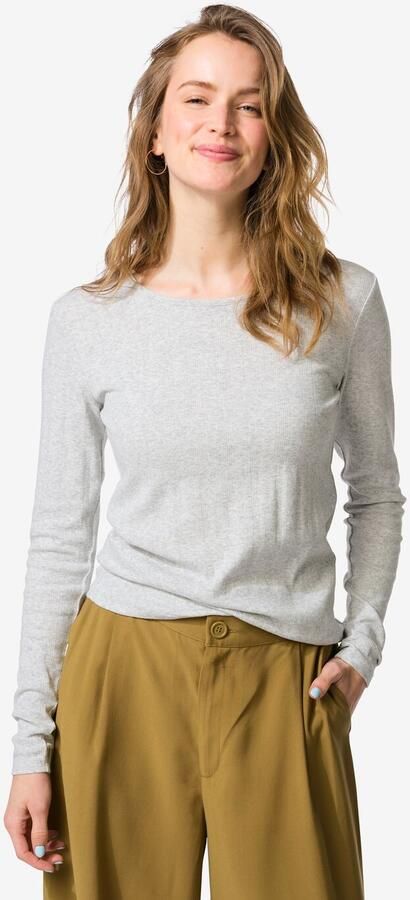 HEMA Dames T-shirt Colette Ajour Lichtgrijs (lichtgrijs) - Foto 2