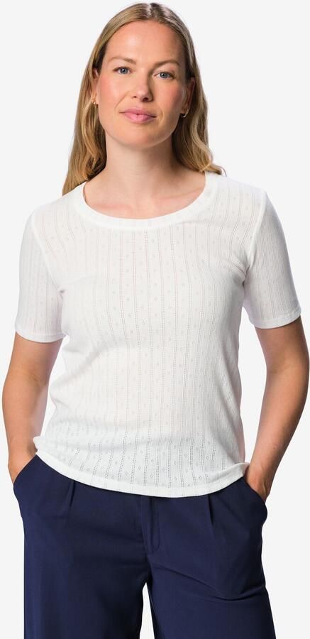 HEMA Dames T-shirt Colette Gebroken Wit (gebroken wit)