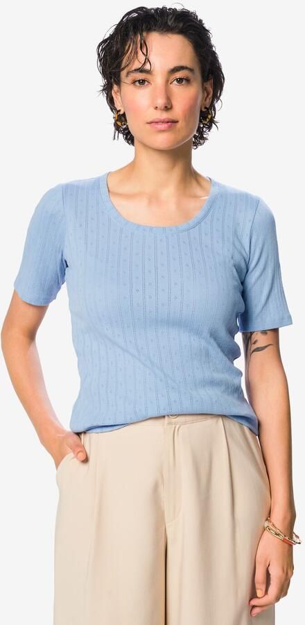 HEMA Dames T-shirt Colette Lichtblauw (lichtblauw)