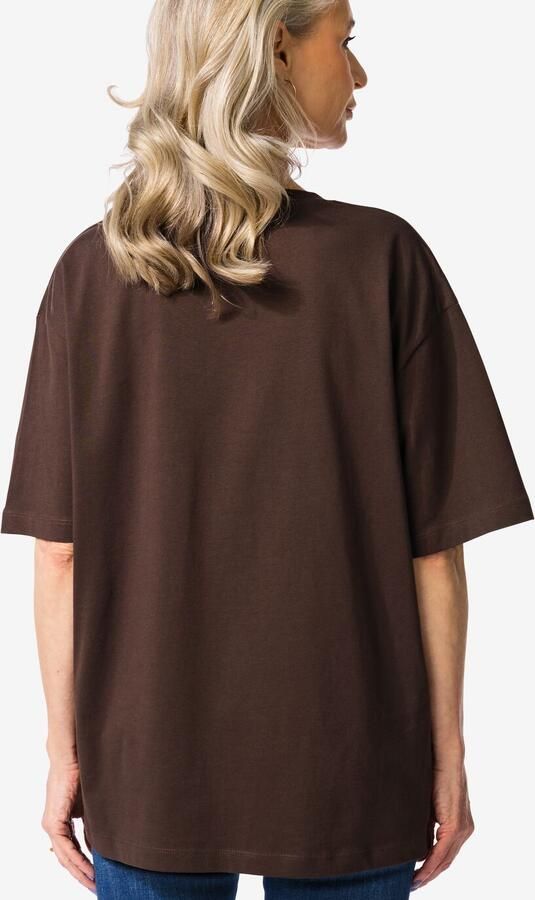 HEMA Dames T-shirt Do Oversized Fit Donkerbruin (donkerbruin)