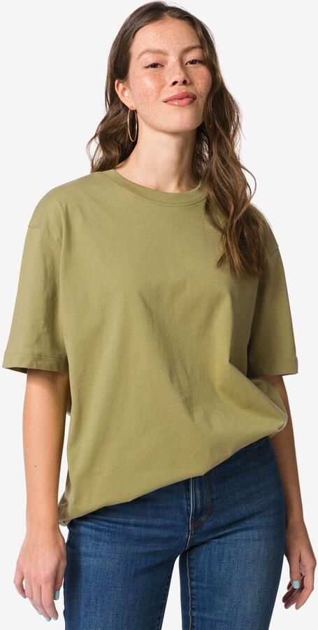 HEMA Dames T-shirt Do Relaxed Fit Groen (groen)