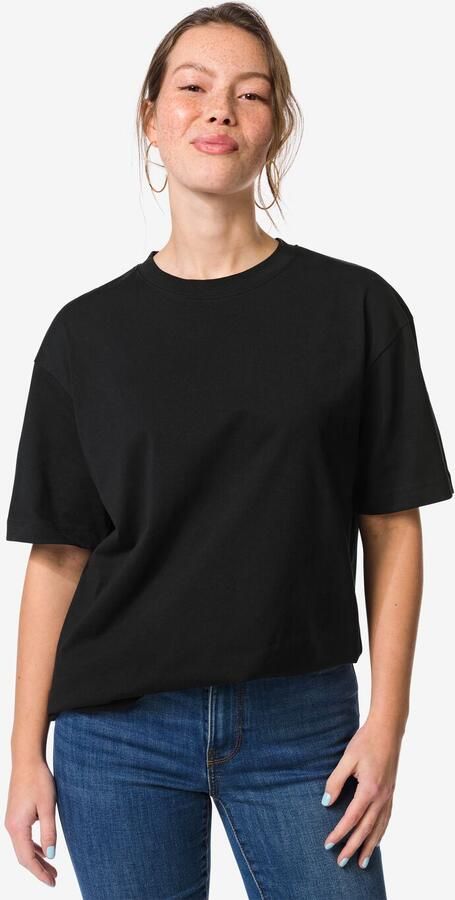 HEMA Dames T-shirt Do Relaxed Fit Zwart (zwart)
