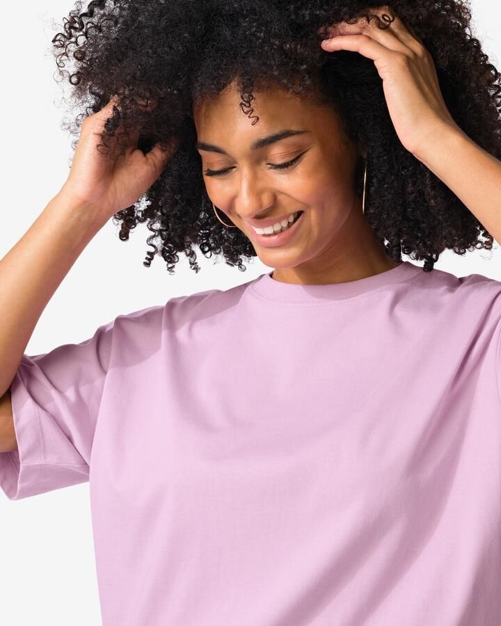 HEMA Dames T-shirt Do Wijd Oversized Fit Lila (lila)