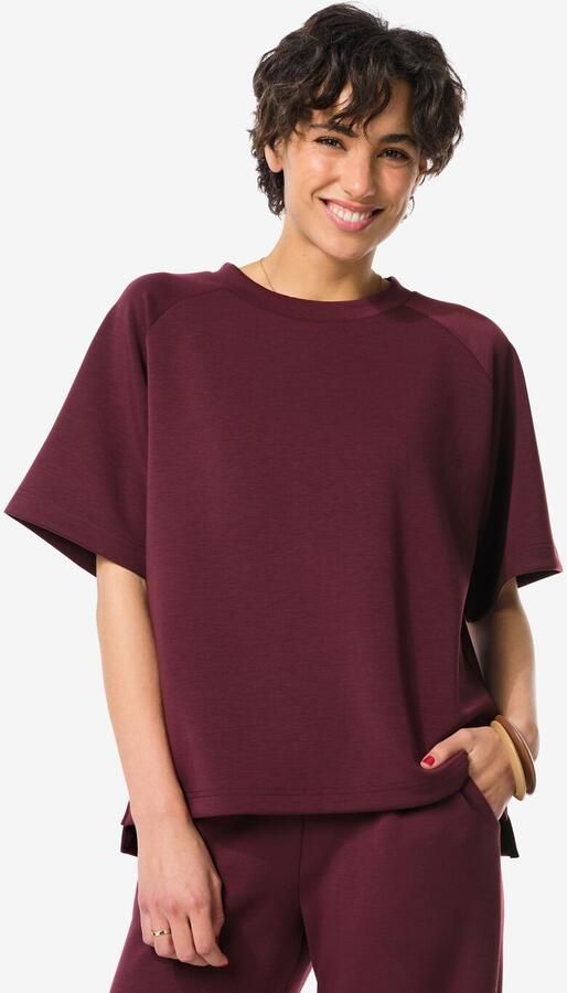 HEMA Dames T-shirt Elly Jersey Relaxed Fit Bordeauxrood (bordeauxrood) - Foto 2