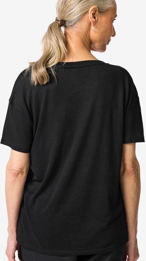 HEMA Dames T-shirt Evie Met Linnen Zwart (zwart) - Foto 3