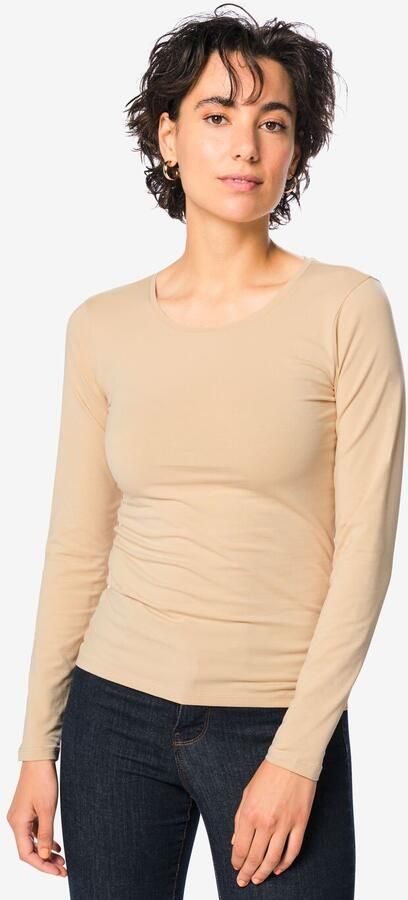 HEMA Dames T-shirt Jersey Beige (beige)