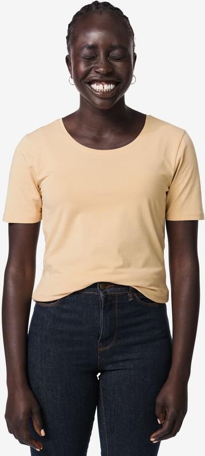 HEMA Dames T-shirt Jersey Essentials Beige (beige)
