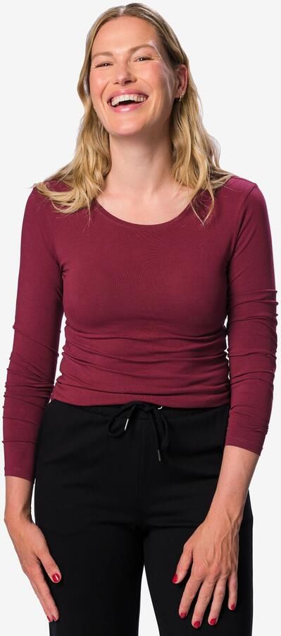 HEMA Dames T-shirt Jersey Essentials Bordeauxrood