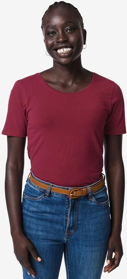 HEMA Dames T-shirt Jersey Essentials Bordeauxrood