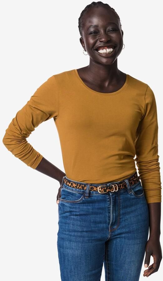 HEMA Dames T-shirt Jersey Essentials Bruin