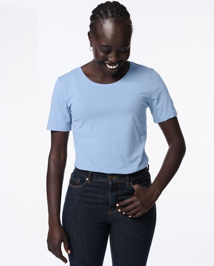 HEMA Dames T-shirt Jersey Essentials Lichtblauw (lichtblauw)
