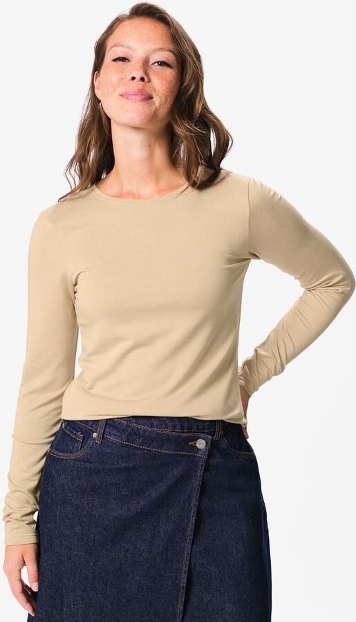 HEMA Dames T-shirt Jersey Thermo Beige