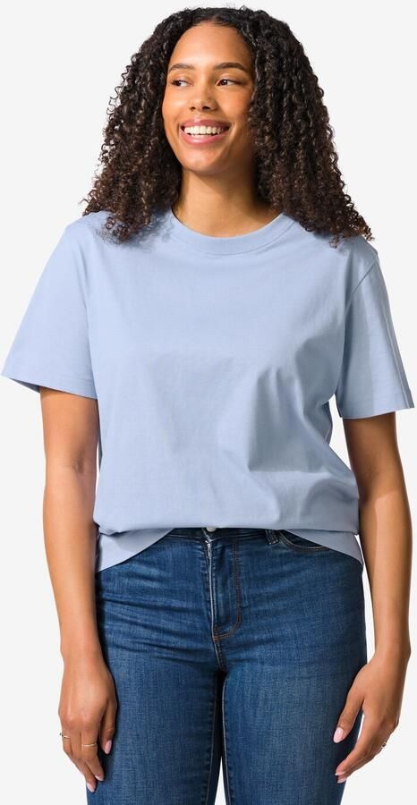 HEMA Dames T-shirt Larissa Regular Fit Lichtblauw (lichtblauw)