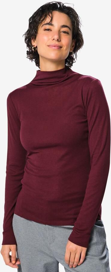HEMA Dames T-shirt Lora Fijngebreid Bordeauxrood