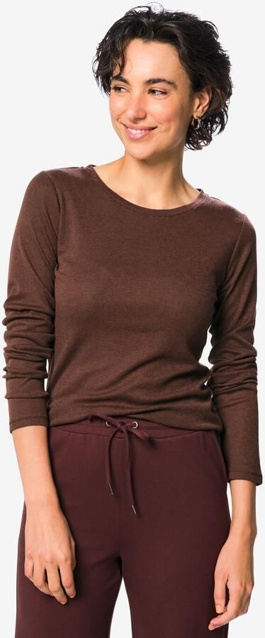 HEMA Dames T-shirt Lora Fijngebreid Bruin