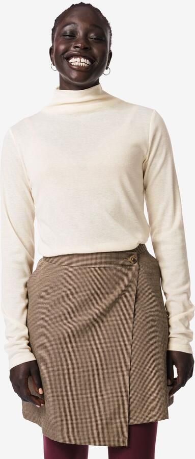 HEMA Dames T-shirt Lora Fijngebreid Gerecycled Polyester Gebroken Wit