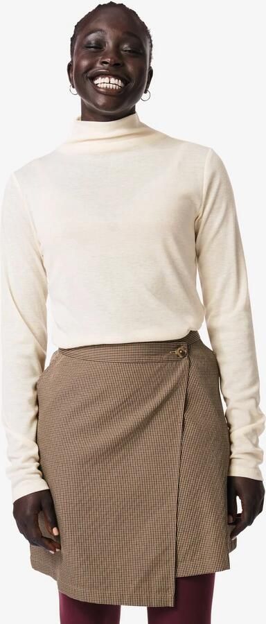 HEMA Dames T-shirt Lora Fijngebreid Gerecycled Polyester Gebroken Wit