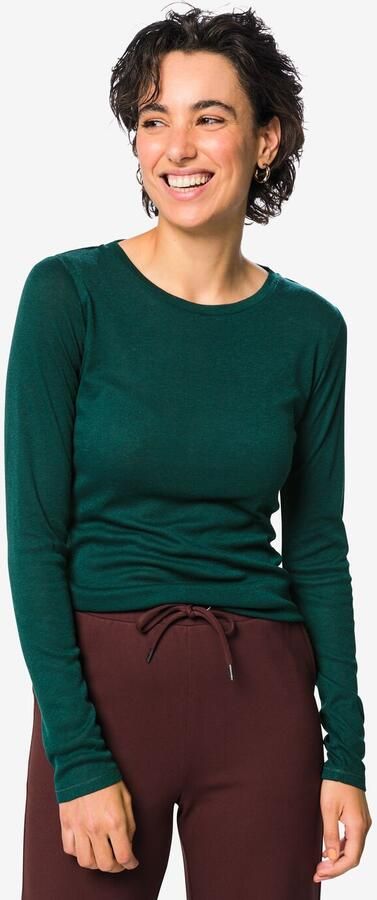 HEMA Dames T-shirt Lora Fijngebreid Zeegroen