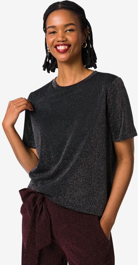 HEMA Dames T-shirt Luna Glitter Zwart (zwart) - Foto 2