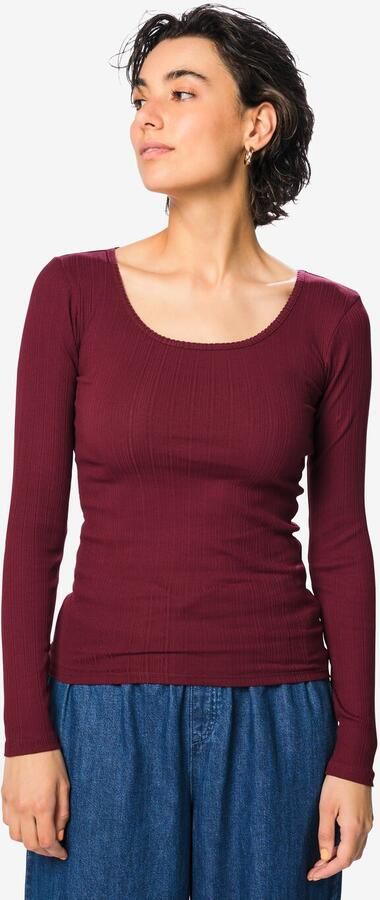 HEMA Dames T-shirt Olivia Jersey Bordeauxrood (bordeauxrood)