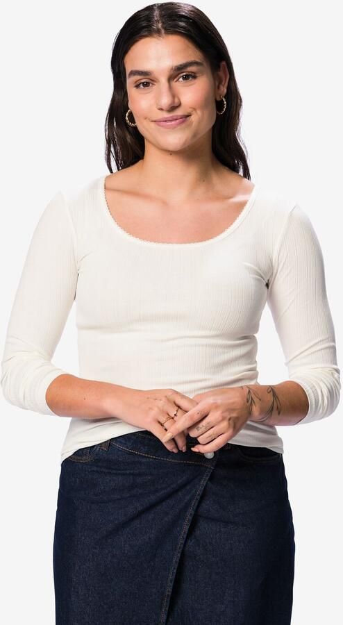 HEMA Dames T-shirt Olivia Jersey Wit (wit)