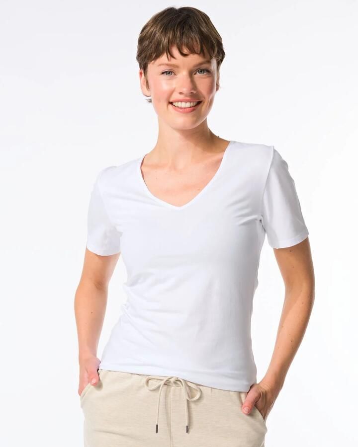 HEMA Dames T-shirt Perfect Comfort Katoen Wit (wit)