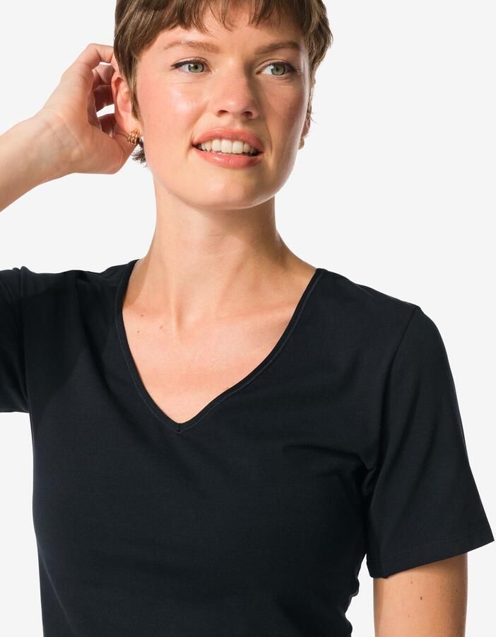 HEMA Dames T-shirt Perfect Comfort Katoen Zwart (zwart) - Foto 2