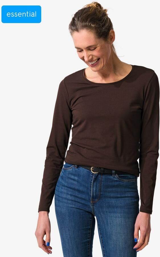 HEMA Dames T-shirt Slim Fit O-hals Bruin (bruin) - Foto 2