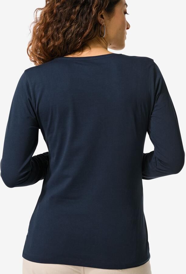 HEMA Dames T-shirt Slim Fit O-hals Donkerblauw (donkerblauw) - Foto 5