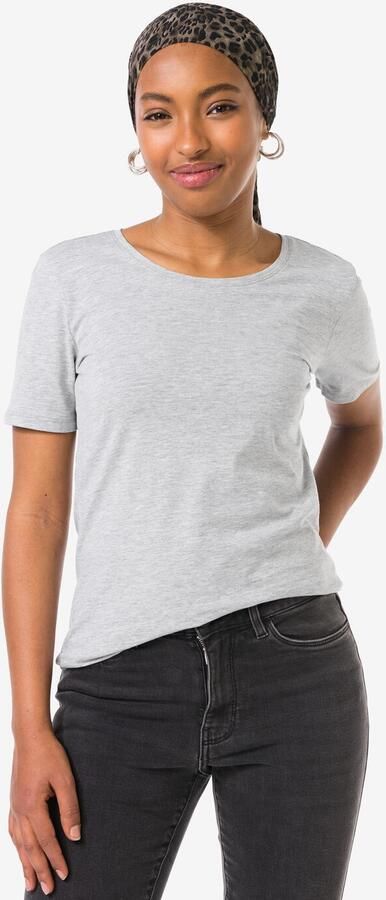 HEMA Dames T-shirt Slim Fit O-hals Lichtgrijs (lichtgrijs)
