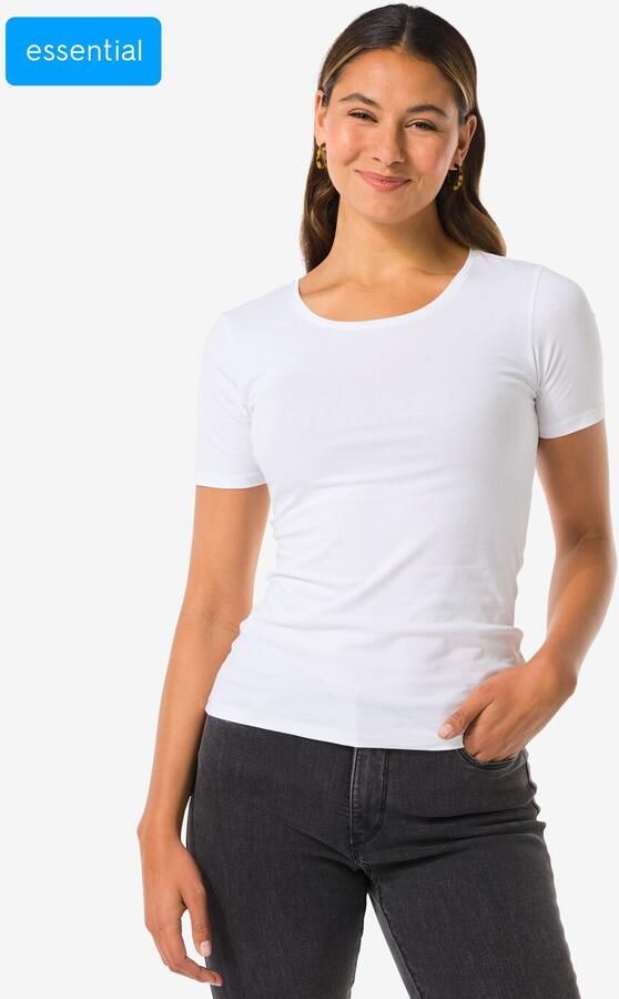 HEMA Dames T-shirt Slim Fit O-hals Wit (wit) - Foto 2