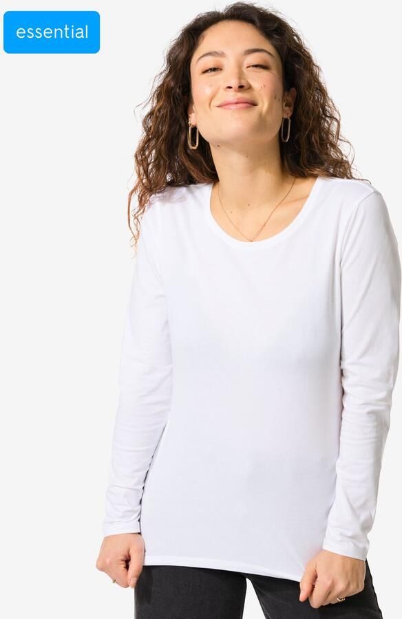 HEMA Dames T-shirt Slim Fit O-hals Wit (wit) - Foto 3