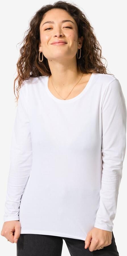 HEMA Dames T-shirt Slim Fit O-hals Wit (wit)