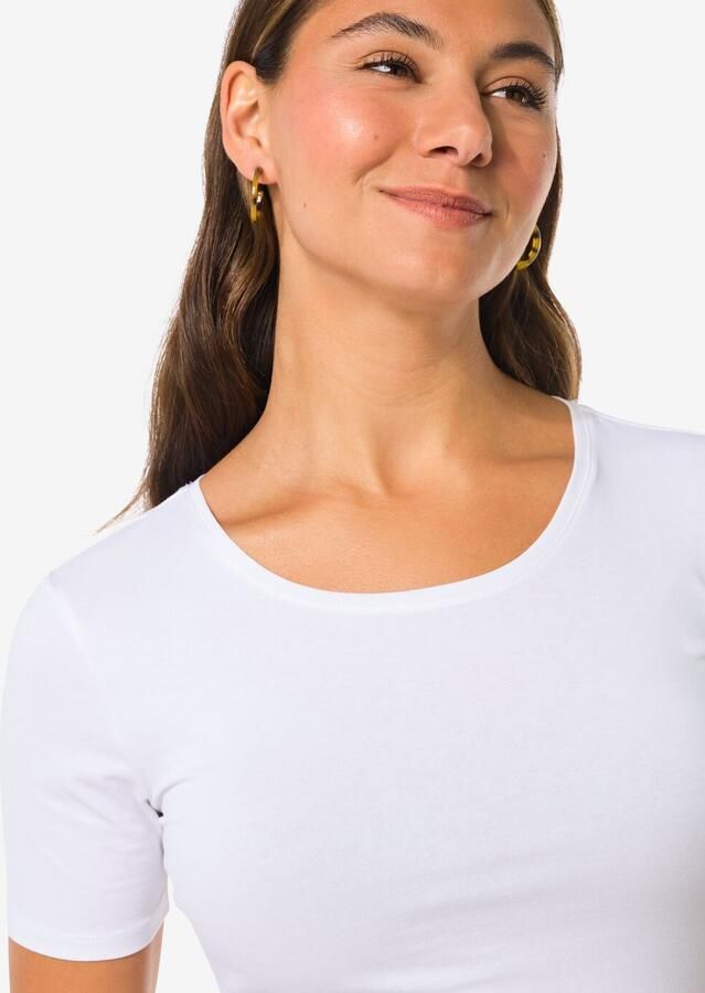HEMA Dames T-shirt Slim Fit O-hals Wit (wit) - Foto 2